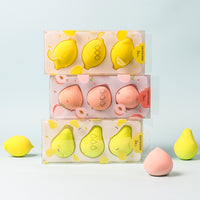 Fruit-Shaped Makeup Sponge Set - Lemon, Pear, Strawberry, Avocado, Peach Beauty Blenders