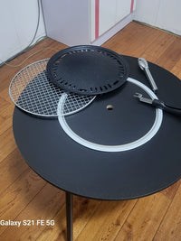 Indoor/Outdoor Charcoal Grill and Tea Stove Set with Tabletop Lid for BBQ and Tea Ceremony