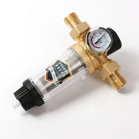 Whole House Copper Pre-Filter with Pressure Gauge, Backwash Stainless Steel Mesh Water Purifier