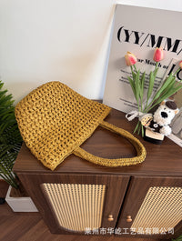Large Capacity Woven Bucket Bag for Women - Summer Commuter & Beach Crossbody