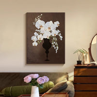 Orchid Floral Wall Art with Black Aluminum Frame, Vintage Aesthetic Decor for Bedroom and Desktop