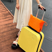 Travel Flannel Blanket with Pillow Bag, 2-in-1 Foldable Car and Airplane Throw