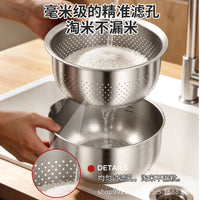 304 Stainless Steel Colander and Mixing Bowl Set for Washing Vegetables and Fruits