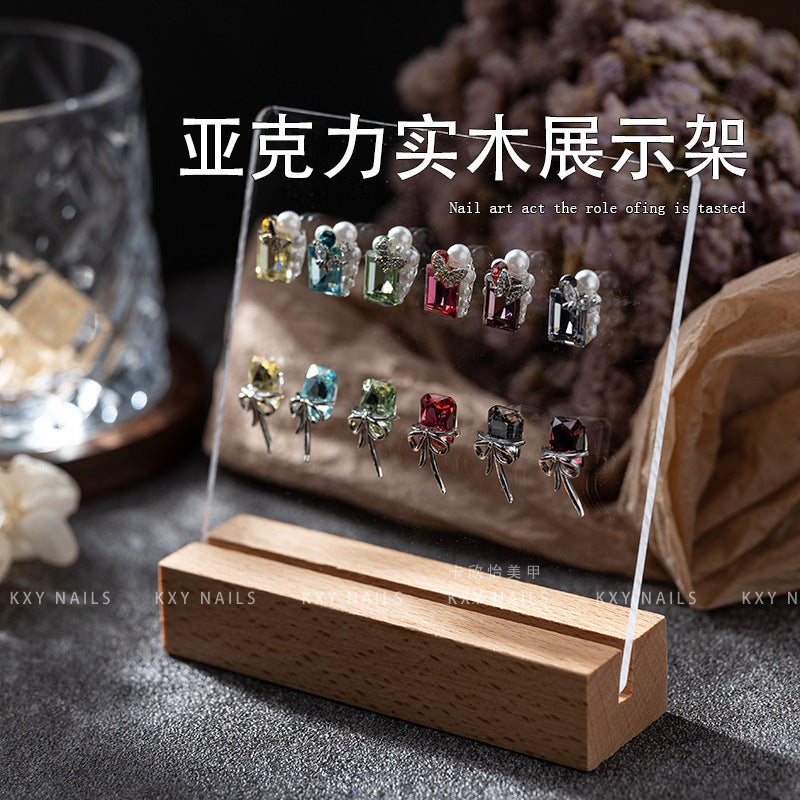 Acrylic Nail Art Display Board with Solid Wood Base for Press-On Nails & Salon Showcase