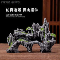 Artificial Mountain Rockery Bonsai Ornament for Aquarium and Micro Landscape Decor