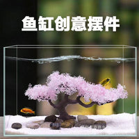 Artificial Snowflake Pink Welcome Pine Bonsai for Aquarium Decoration