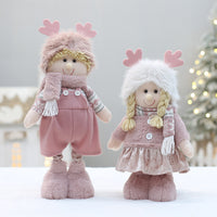 Pink Plush Christmas Doll Ornament for Boys and Girls