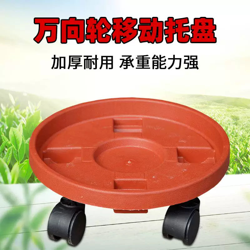 Heavy-Duty Round Plant Caddy with Wheels and Water Tray, Deep Base