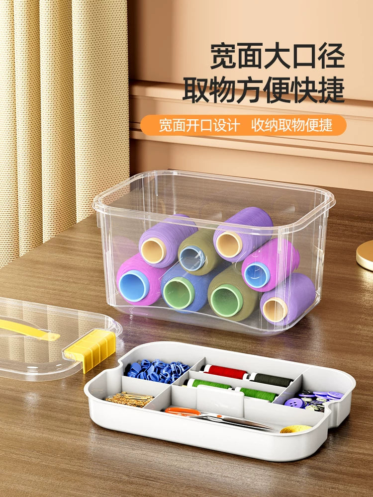 Multi-layer Sewing Kit Storage Box with Dividers for Thread, Buttons, and Craft Supplies