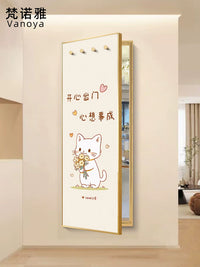Hidden Sliding Full-Length Mirror Decorative Painting for Entryway Bedroom