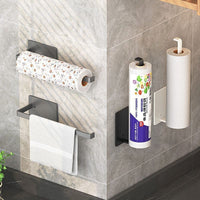 Multi-functional Wall-Mounted Storage Rack for Kitchen Paper Towels, Cling Film, and Hats - Punch-Free Installation