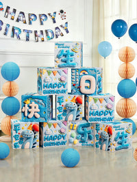 Birthday Party Floor Decoration Boxes and Banner Set for Photo Props