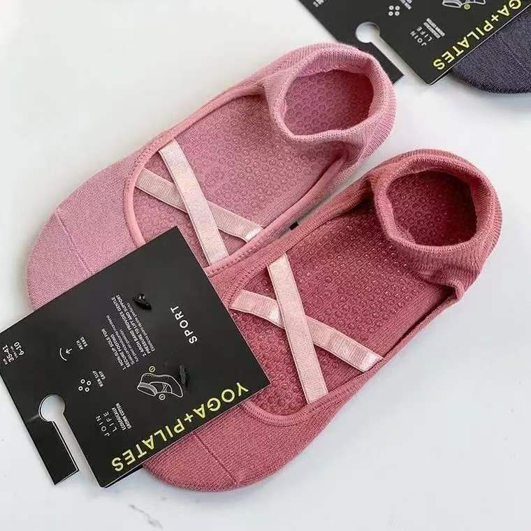2 Pairs Women's Yoga Pilates Socks Non-Slip Breathable Cotton Grip Socks for Home Fitness