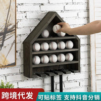 Solid Wood Wall-Mounted Baseball Bat Holder Display Rack Storage Organizer