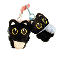 Squeaky Black Cat Plush Keychain Pendant for Bags and DIY Crafts