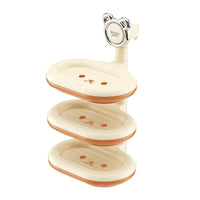 No-Drill Wall-Mounted Multi-Layer Swivel Soap Dish with Drainage for Bathroom