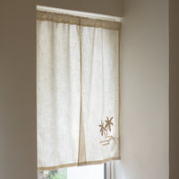 HEGALY Japanese Noren Doorway Curtain with Coconut Tree Print, Linen Blend, No-Drill Installation, Light Filtering