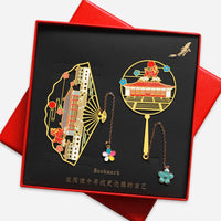 Forbidden City Metal Bookmark Gift Set with Tassel, Chinese Style Souvenir for Teachers and Students