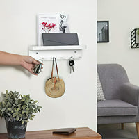 Wall Mounted Key Holder with Mail Organizer and 6 Hooks, Metal Key Rack with Tray for Office and Home