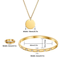 Women's Stainless Steel Rhinestone Ring, Bracelet & Necklace Set