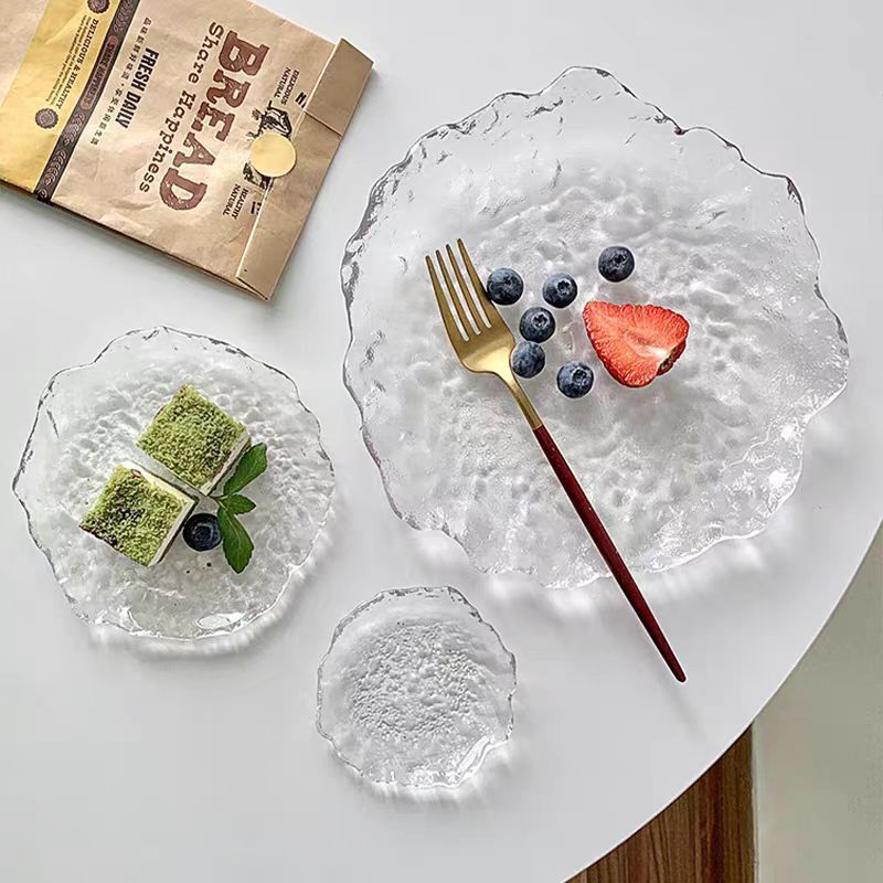 Ins-style Irregular Glacier Glass Dessert Plate Snack Dish