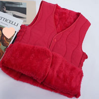 Women's Lambswool Lined Vest Winter Warm Sleeveless Jacket