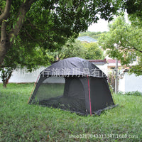 Black Fortress 6-Person Double-Layer Luxury Camping Tent with Sunshade