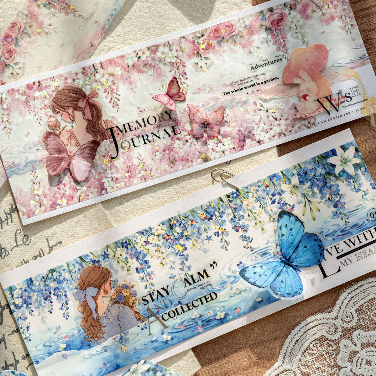 Tangshi Ice Crystal Washi Tape with Floral Patterns for DIY Crafts and Decoration