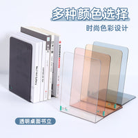 L-Shaped Thick Transparent Acrylic Bookends for Desk Organization