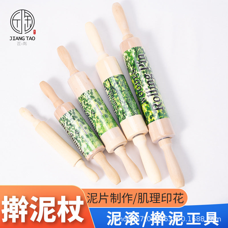 Pottery Clay Rolling Pin Clay Slab Forming Tool Embossing Stick for Ceramic Art and Sculpture