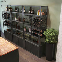 Industrial Style Metal Wine Rack Display Cabinet for Bar and Cellar