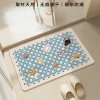 Cartoon Diatomaceous Earth Bath Mat Quick Dry Non-Slip Absorbent Floor Mat for Bathroom Shower Entrance