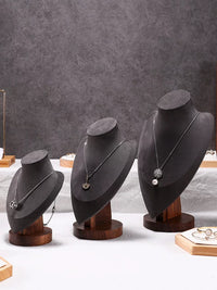 Walnut Wood Necklace Display Bust for Jewelry Store Window