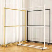 Double-Layer Freestanding Garment Rack with Storage Shelf