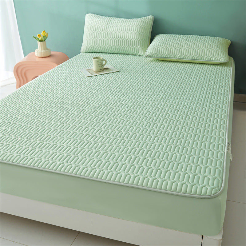 Summer Ice Silk Latex Cooling Mat Fitted Sheet Style for Dormitory and Home Use, Washable Air Conditioning Mat