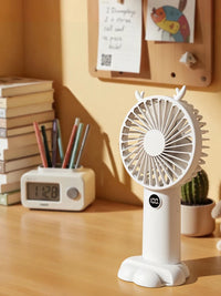 Portable USB Handheld Fan with Stand, 5-Speed Rechargeable Mini Desk Fan for Office, Dorm, and Travel