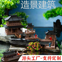 Miniature Ancient Chinese Pavilion Landscape Ornament for Aquariums and Bonsai