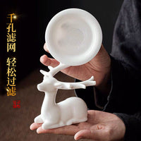 Deer Ceramic Tea Strainer with Fine Mesh Filter for Loose Leaf Tea
