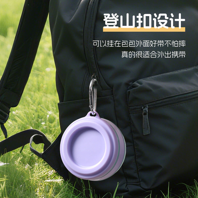 Collapsible Silicone Travel Cup with Hook - Portable Food-Grade Camping Mug