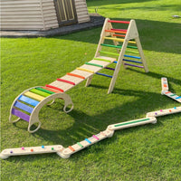 Wooden Kids Indoor Climbing Arch and Slide Set for Sensory Training and Balance Development