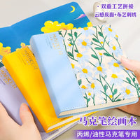 Acrylic Marker Sketchbook with Flip-Through Design, Portable Blank Art Book for Watercolor and Sketching