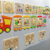Montessori Wooden Wall-Mounted Activity Board for Kids, Educational Play Panel for Preschool & Corridor Decor