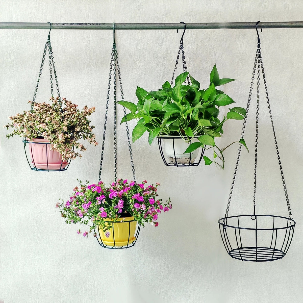 Simple Iron Art Balcony Hanging Planter Basket for Green Plants & Succulents