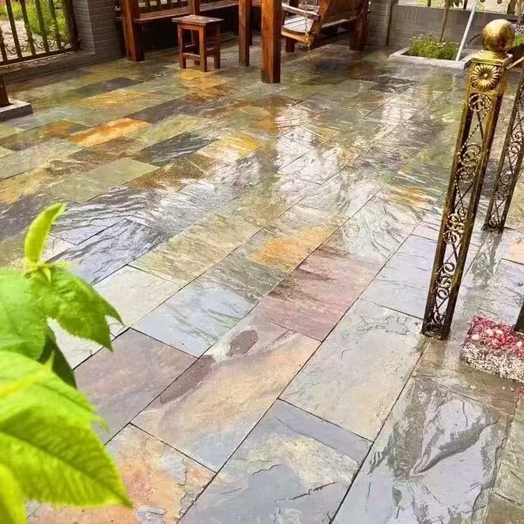 Natural Bluestone Slate Rust-Colored Non-Slip Paving Slabs for Outdoor Garden and Villa Landscaping