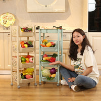 Multi-layer Rolling Kitchen Storage Cart with Baskets for Fruits and Vegetables
