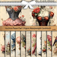 European Vintage Castle & Butterfly Theme Decorative Paper Set for Scrapbooking (11 Sheets)