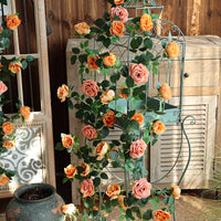 Artificial Rose Vine Garland for Indoor and Outdoor Decoration, Pipe Concealment, Wall Decor