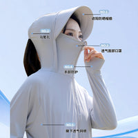 Unisex Outdoor Sun Protection Jacket Breathable Nylon Ice-Feel UV Resistant Loose Fit Plus Size