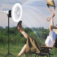 Portable LED Camping Fan with Light, Tent Emergency Fan Lamp, Adjustable Universal Head
