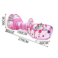 Kids 3-in-1 Play Tent with Tunnel and Ball Pit, Foldable Indoor/Outdoor Toy
